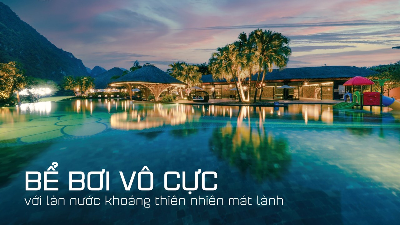 Nguồn nước khoáng quý báu tại các bể bơi của Serena Resort Hòa Bình